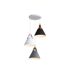 Nordic Dining Room Chandelier Creative Art Simple Personality Macaron Bedroom Bar Lamp (Option: Black white grey disc-White light)