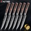 XITUO Damascus steel steak knife g10 handle knife set home dinner