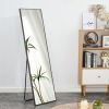 Black Solid Wood Frame Full-length Mirror, Dressing Mirror, Bedroom Home Porch, Decorative Mirror, Clothing Store, Floor Mounted Large Mirror, Wall Mo