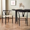 Springwood Wishbone Chair 2 Pack, Metal Base with Black Finish for Indoor