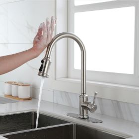 Touch Kitchen Faucet with Pull Down Sprayer,Single Handle High Arc  Pull out Kitchen Faucet,Single Level Stainless Steel Kitchen Sink Faucets with Pul (Color: Brushed Nickel)