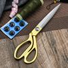 One Pair Of Golden Fabric Scissors Stainless Steel Sharp Tailor Scissors Clothing Scissors Professional Heavy Duty Dressmaking Shears Sewing Tailor