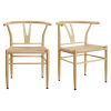 Springwood Wishbone Chair 2 Pack, Metal Base with Black Finish for Indoor