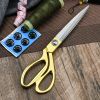 One Pair Of Golden Fabric Scissors Stainless Steel Sharp Tailor Scissors Clothing Scissors Professional Heavy Duty Dressmaking Shears Sewing Tailor