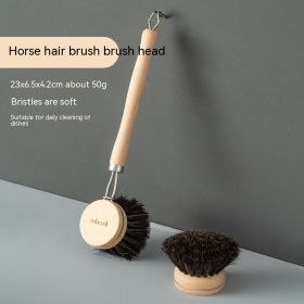 Long Handle Kitchen Can Be Brush Replacement Head Horse Hair Dish Brush (Option: Horse Hair Contains Bruch Head)