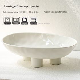 Porcelain Modern Minimalist Creative Handmade Ceramic Three Feet High Foot Fruit Plate (Option: Pure White)