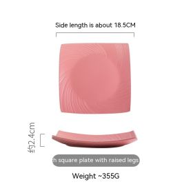 Household Dinner Plate Ceramic Steak Nordic Style Plate (Option: Square Plate Pink)